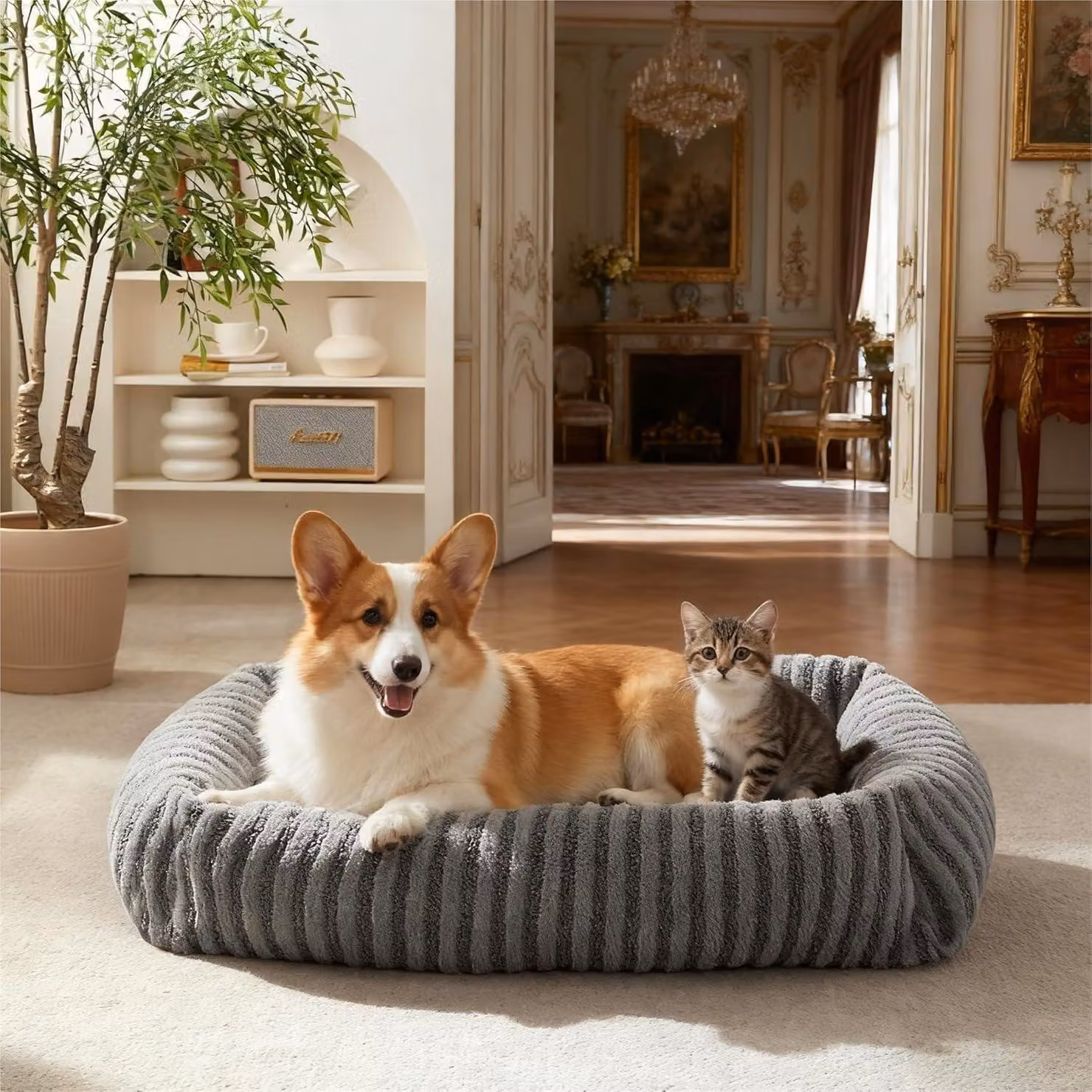 Cuccia per animali domestici di piccole dimensioni, con rivestimento impermeabile e removibile, dimensioni 51 x 48 x 15 cm, adatta a cani e gatti di piccola taglia