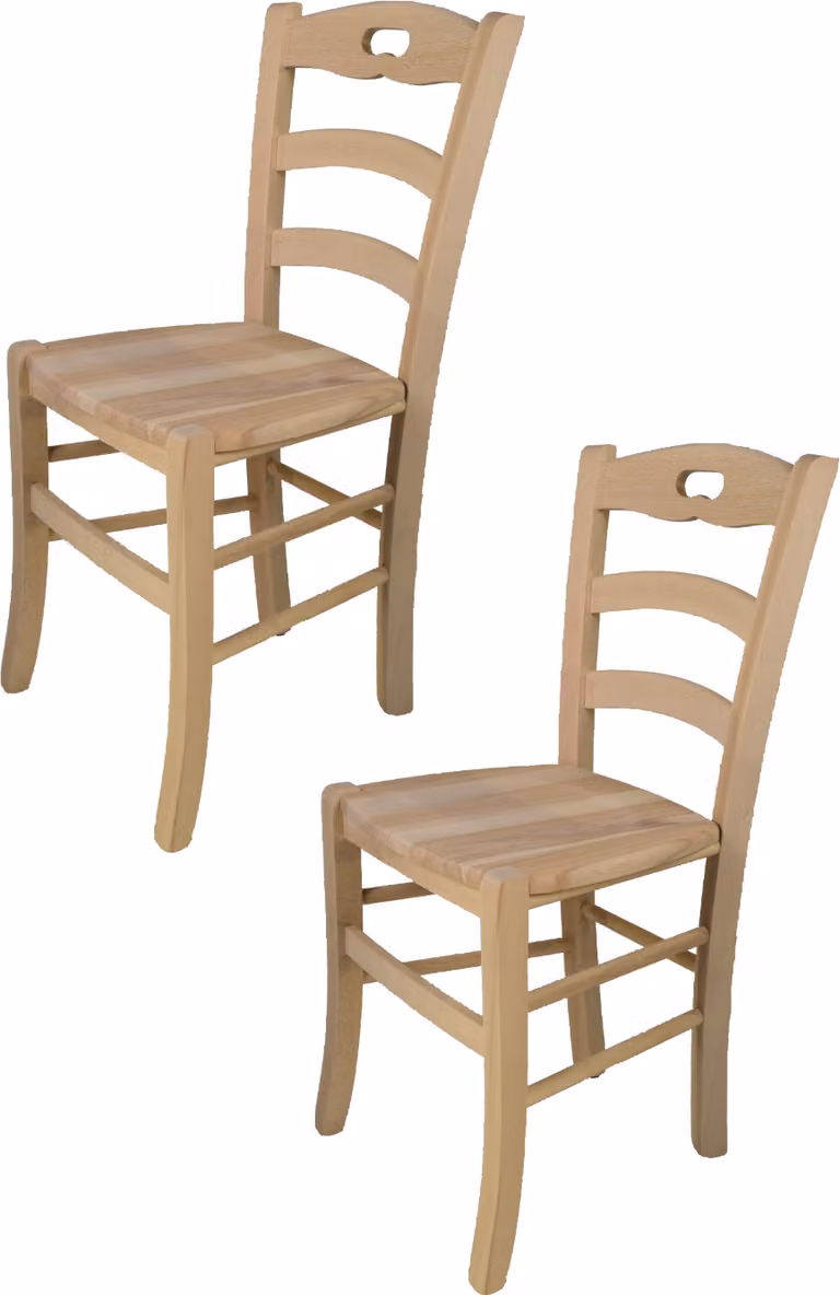 t m c s Tommychairs - Set di 2 sedie SAVOIE per cucina e sala da pranzo, struttura robusta in legno di faggio lucidato, non trattato e naturale al 100%, seduta in legno lucidato