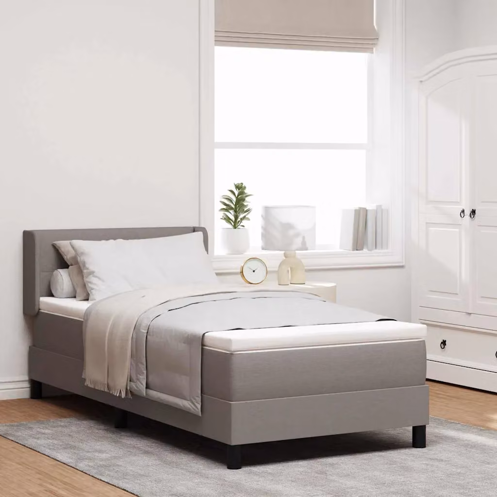 Letto a molle con testiera Talpa vidaXL in tessuto beige o grigio, L/P/H: 200 x 90 cm