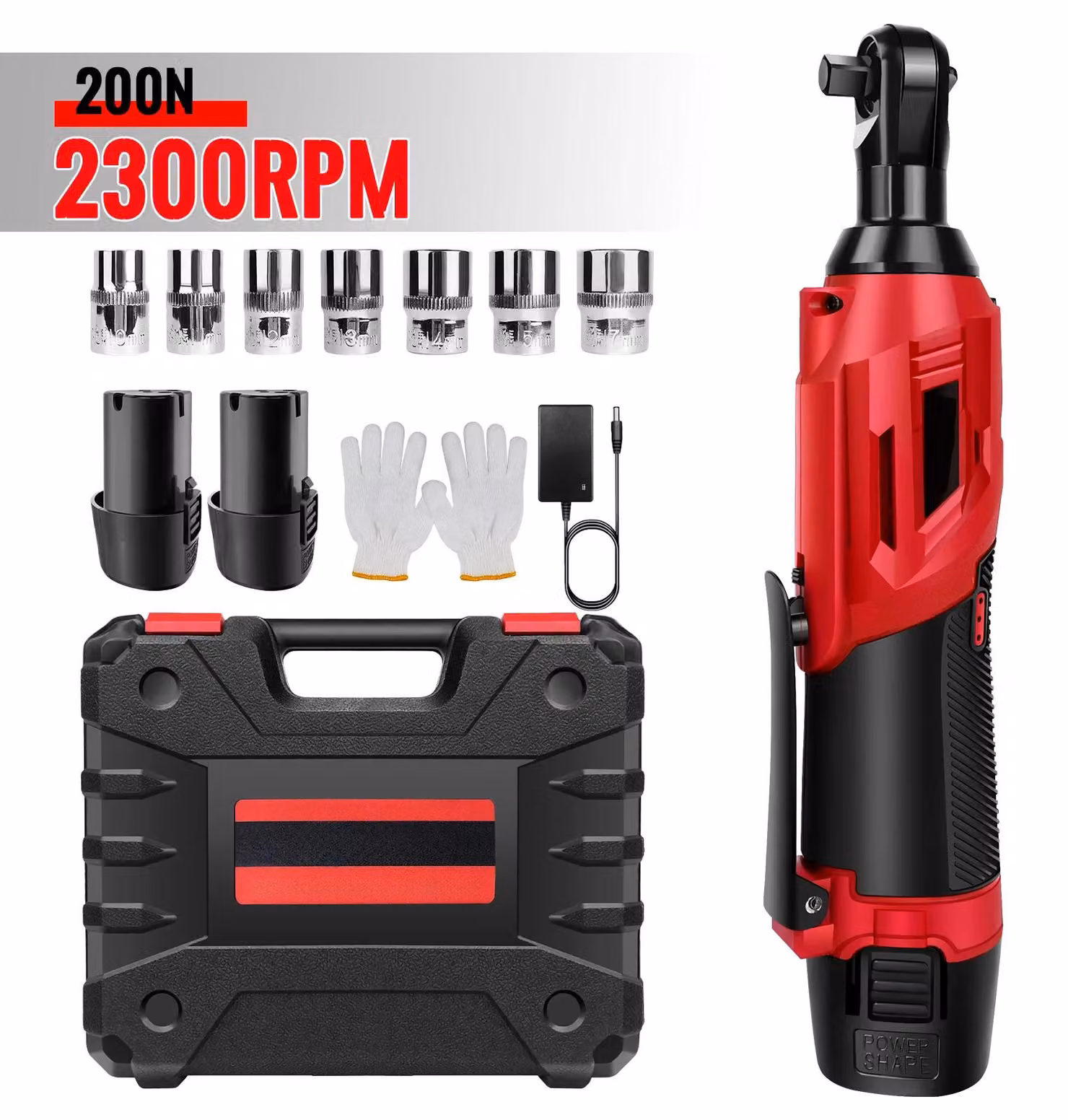 Avvitatore a batteria angolare - angolo di 0,95 cm - coppia di 200 Nm - 2 batterie - utensile per riparazioni auto