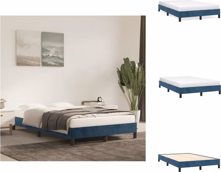 vidaXL Struttura letto blu scuro 120x200 cm in velluto - Letti e strutture letto