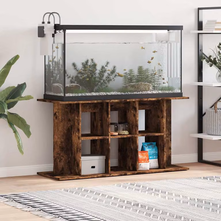 Supporto per acquario vidaXL in legno multistrato e MDF color rovere fumo L: 120 cm, P: 40 cm, H: 60 cm