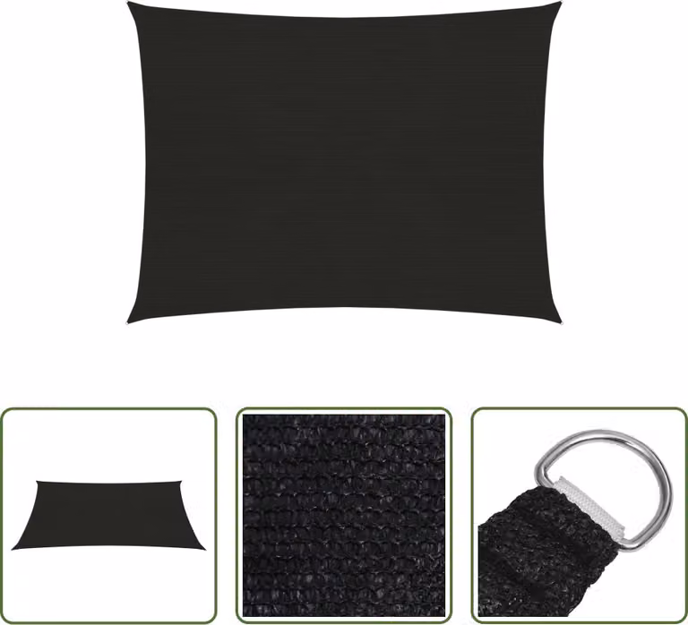 The Living Store Tenda da sole 160 g/m² nero 6x7 m HDPE