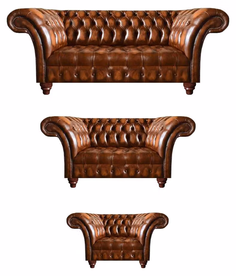 Hochwertige Chesterfield Garnitur Couchgarnitur 2x Sofas Polster Sessel