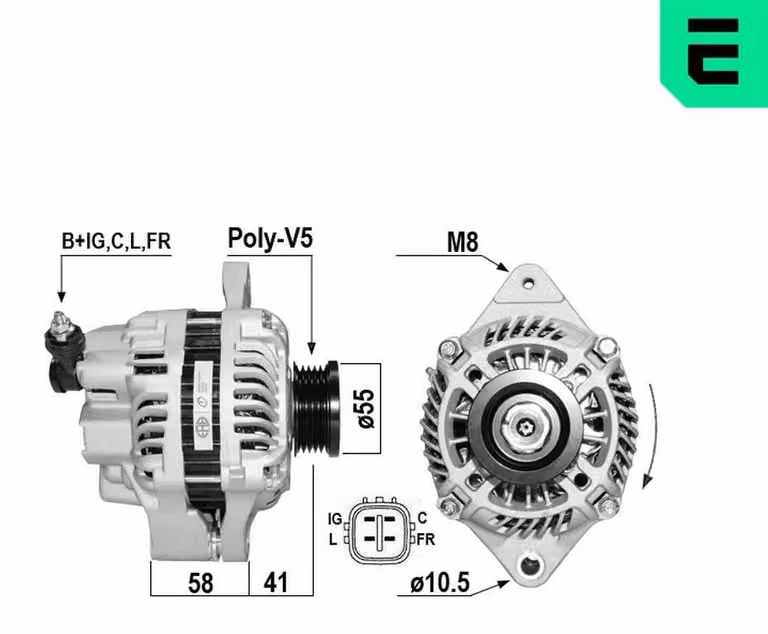 ERA 211015A Alternatore 80 A 14 V per OPEL AGILA (B) (H08), per NISSAN PIXO (UA0), per SUZUKI SWIFT IV (FZ, NZ), per VAUXHALL Agila Mk II