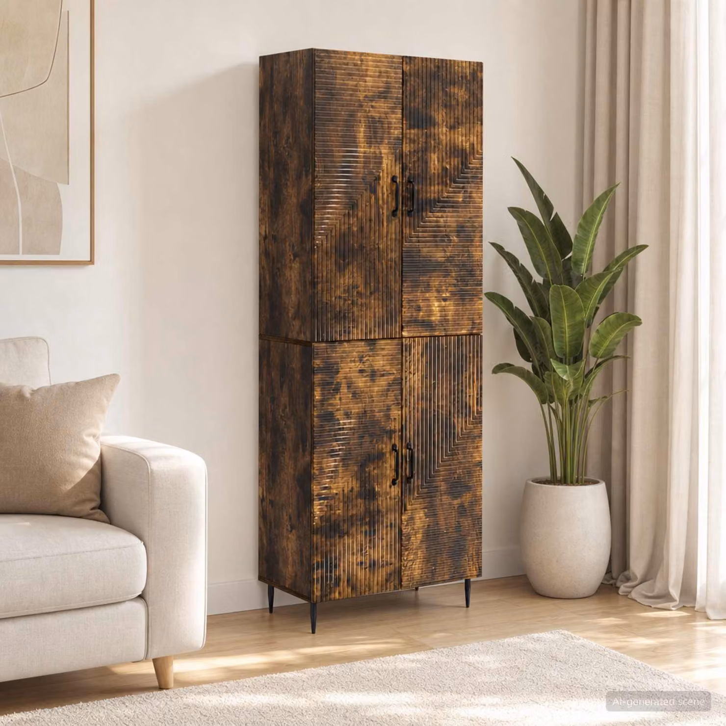 Set di 2 armadi a muro vidaXL in legno e MDF marrone per soggiorno, ufficio o giardino, design moderno con ante a battente, L/P/H: 89,5 x 34,5 x 66,0 cm