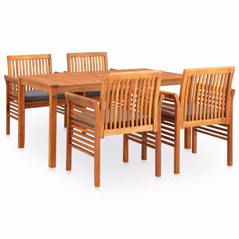 The Living Store Set da pranzo da giardino 5 pezzi con cuscini in legno massiccio di acacia