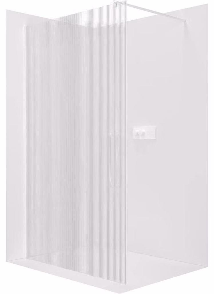Pannello doccia walk-in Onyx Round, destro/sinistro - 8 mm - montante rotondo - bianco opaco, vetro smerigliato - 60x200 cm