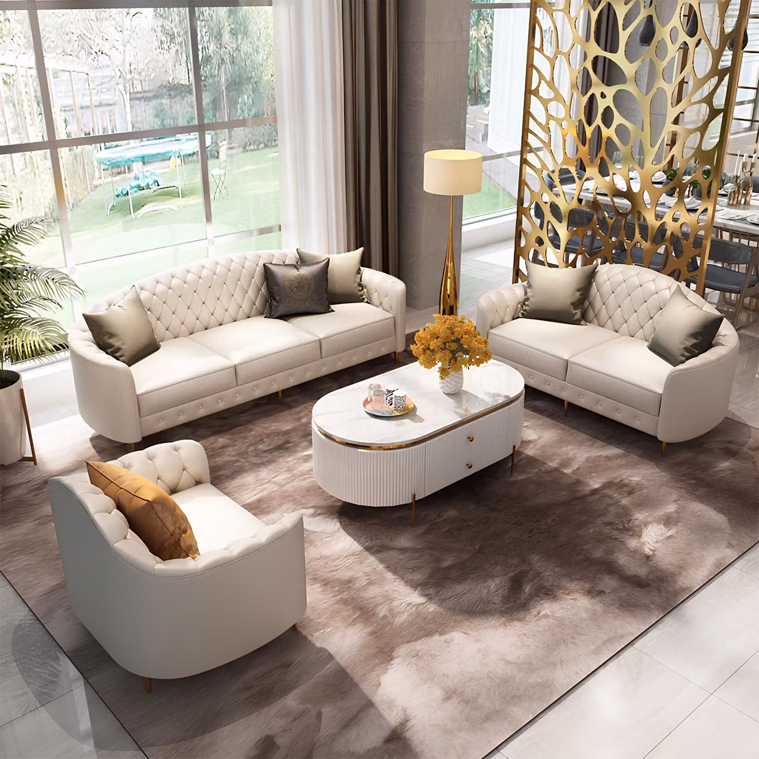 Sofagarnitur 3+2+1 Sitzer Set Design Sofas Polster Couchen Moderne Couch Leder