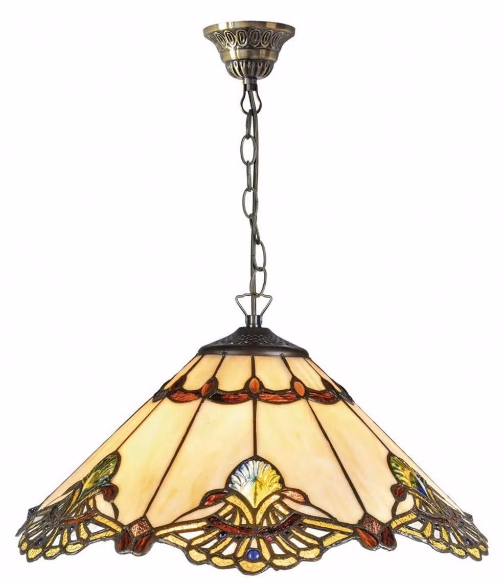Casa Padrino Lampada a sospensione Tiffany Multicolore Ø 40 x H. 83 cm - Lampada a sospensione realizzata a mano in 264 parti