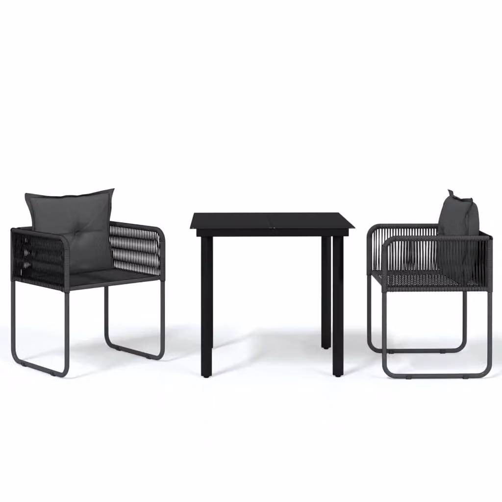 Set da pranzo da giardino moderno vidaXL in acciaio verniciato nero con piano in vetro – 2