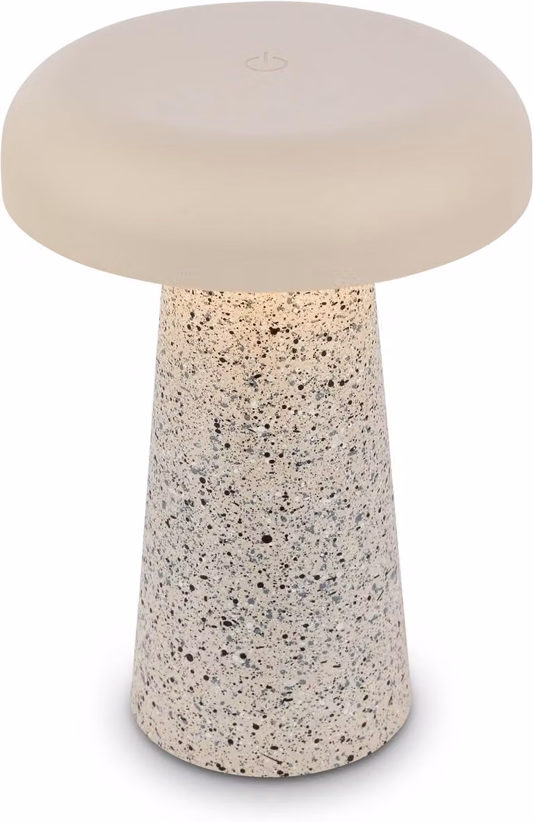 Briloner Lampada da tavolo senza fili Ø12x17cm 2,6W 140lm 3000K bianco caldo dimmerabile travertino - Lampada da comodino soggiorno camera da letto balcone