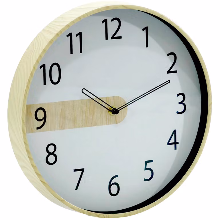 Orologio da parete analogico Dictrolux moderno con effetto legno bianco, Diametro: 30 cm