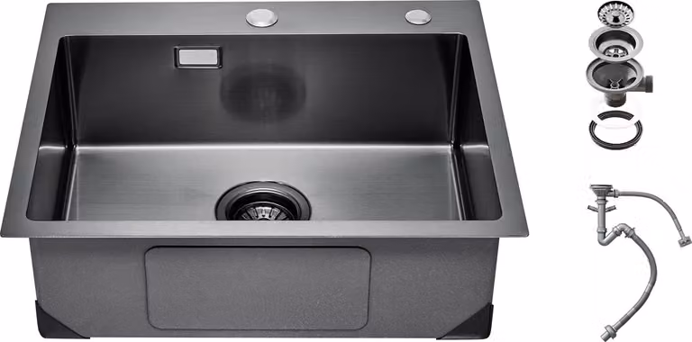 Lavello da cucina Lavello da incasso a vasca singola in acciaio inox 55x45x19cm Lavello da cucina