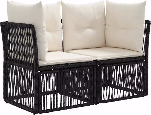 Set Divano da Giardino 5 pz | Set Salotto da Giardino Nero polyrattan