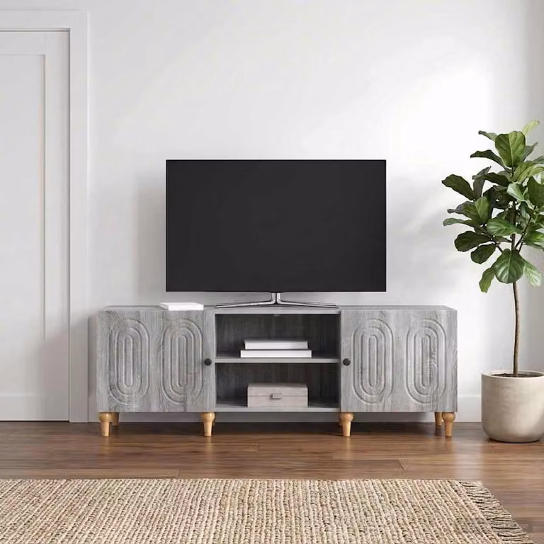 Mobile TV moderno vidaXL in legno ingegnerizzato grigio, L 150 x P 31 x H 50 cm