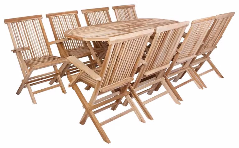 Set di mobili da giardino, 9 pezzi, in legno massello di teak naturale