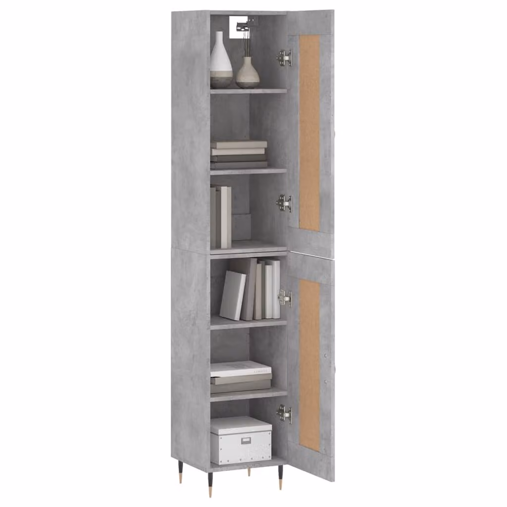 Credenza Grigio Cemento 34,5x34x180 cm in Legno Multistrato