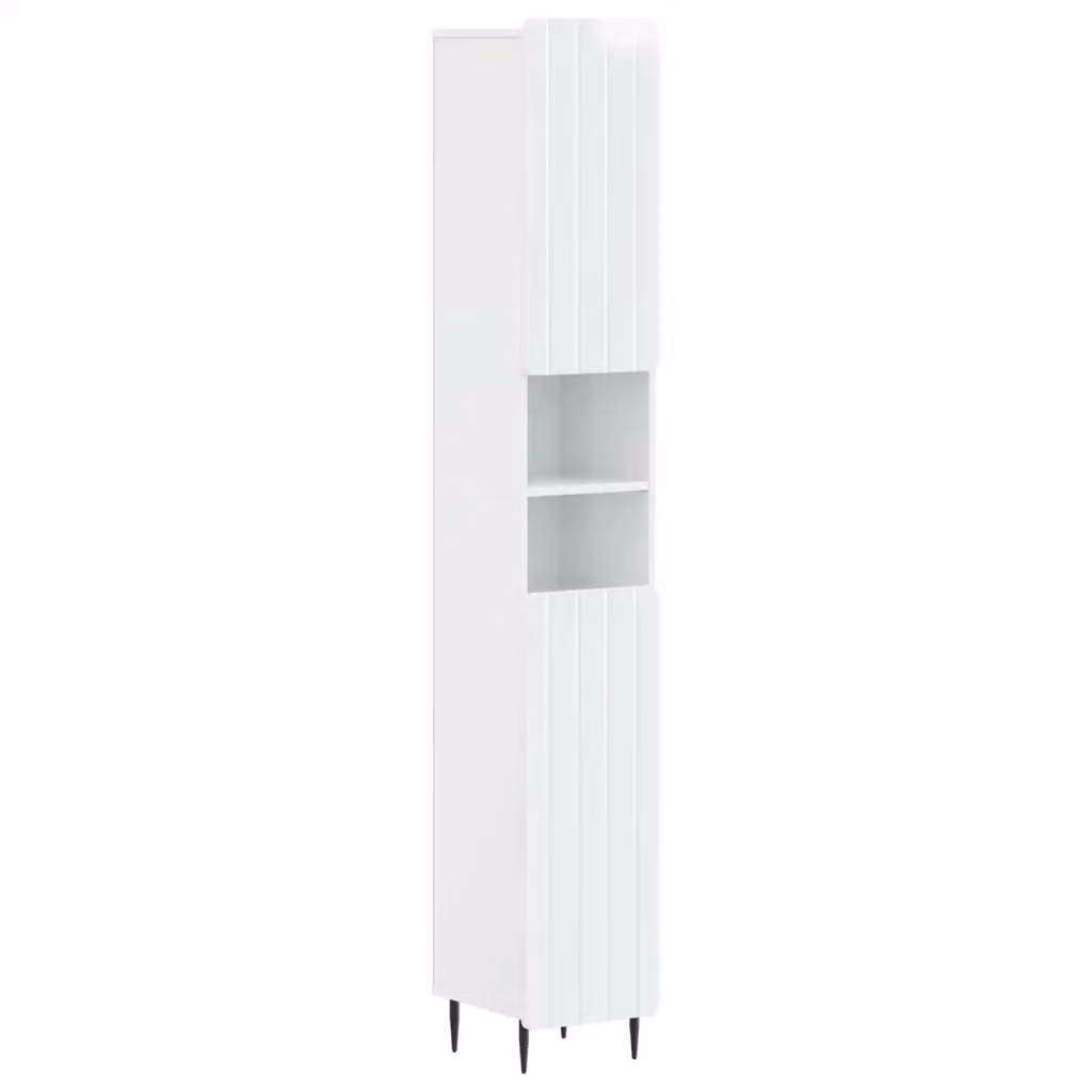 Armadio da bagno moderno vidaXL bianco lucido con ripiani interni e scaffale aperto – 2