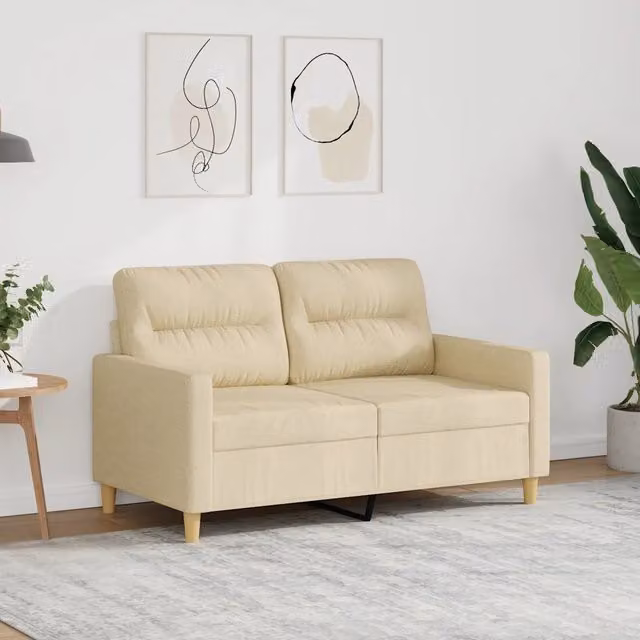 Divano a 2 posti moderno vidaXL in tessuto beige con struttura in metallo e imbottitura in schiuma L: 138 cm, P: 80 cm, H: 77 cm