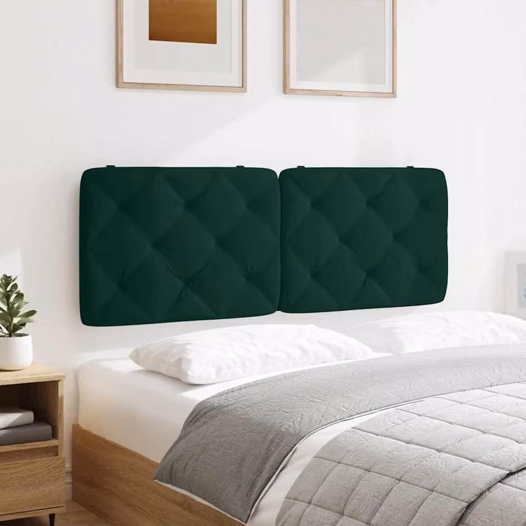 vidaXL Cuscino Testiera in Velluto Verde Scuro, L: 140 cm
