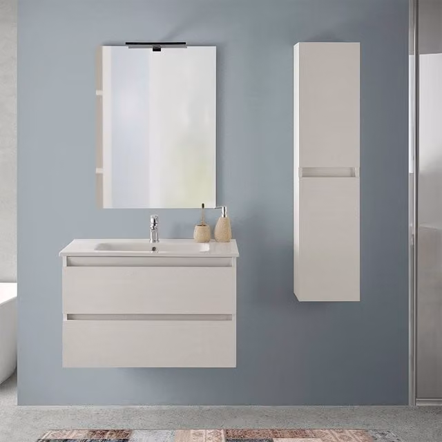 Mobile bagno sospeso INBAGNO Nadia bianco con pensile H 125 cm e base L 80 cm