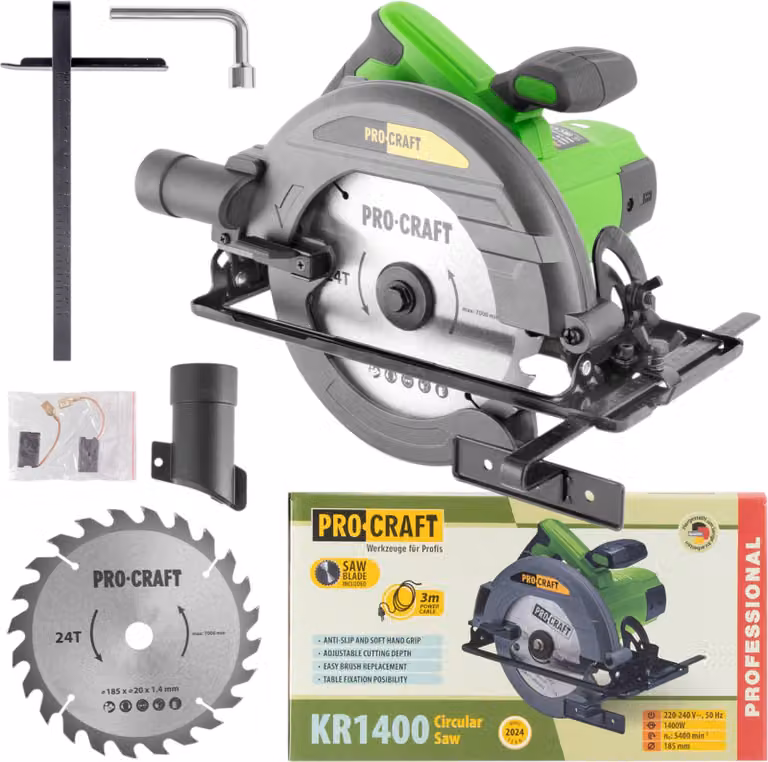 Sega circolare Procraft KR1400 da 1400 Watt, 185 mm + lama