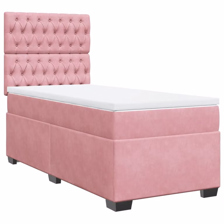 Giroletto a Molle con Materasso Rosa 80x200 cm in Velluto