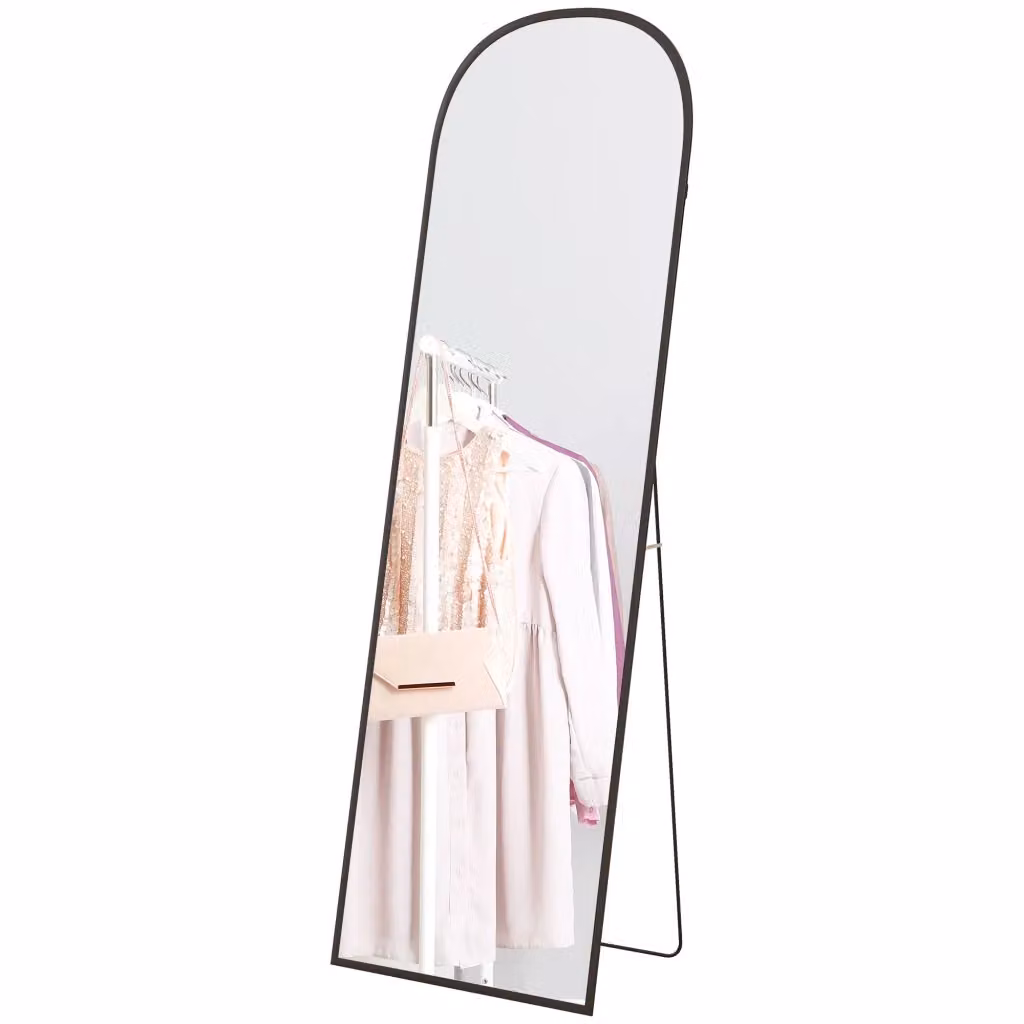 Specchio da Parete Moderno Minimal in Alluminio e Vetro Nero L: 50 cm, H: 161,5 cm – 2