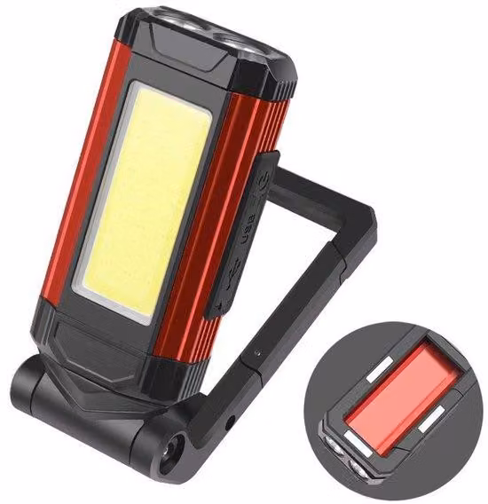 Lampada da lavoro a LED multifunzionale, ricaricabile tramite USB, magnetica, ribaltabile, lampada panoramica e da lavoro per auto, rossa