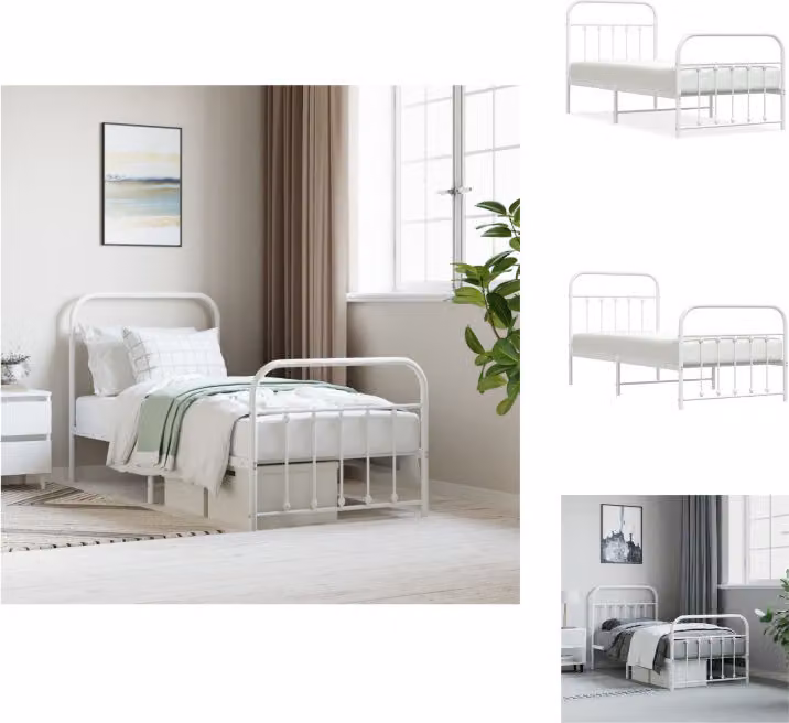 vidaXL Struttura letto con testiera e pediera in metallo bianco 90x200 cm - Letti e strutture letto