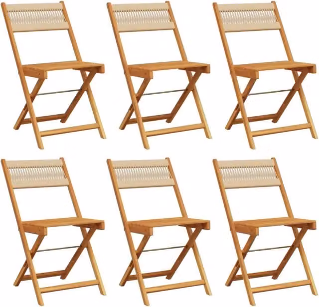 Sedie da Giardino Pieghevoli 6 pz | Sedie da Esterno Beige Legno Massello di Acacia