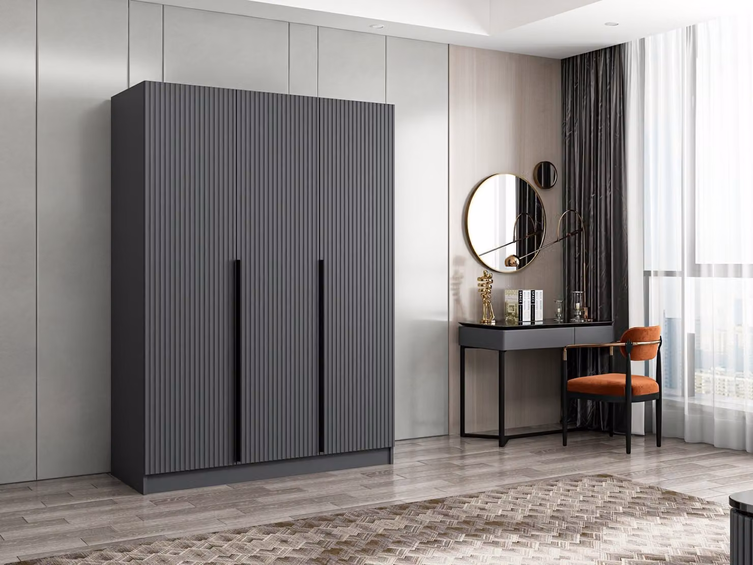 Skye Decor, Kale Anthracite - 2287, armadio, antracite, 100 % PANNELLI DI PARTICELLE RIVESTITI IN MELAMMINA, 135 x 52 x 210 cm