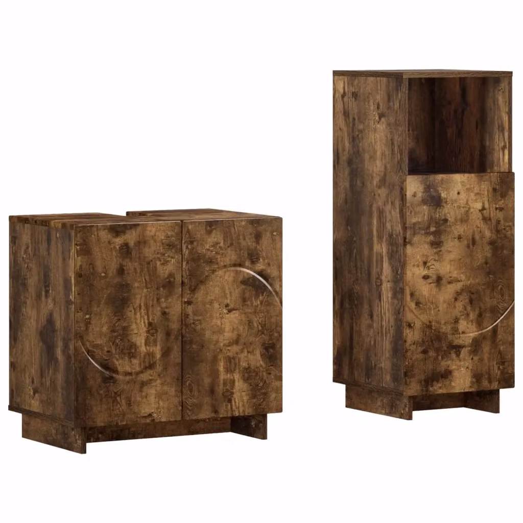 Set mobili da bagno moderni vidaXL in legno color rovere marrone opaco, 2 pezzi – 2