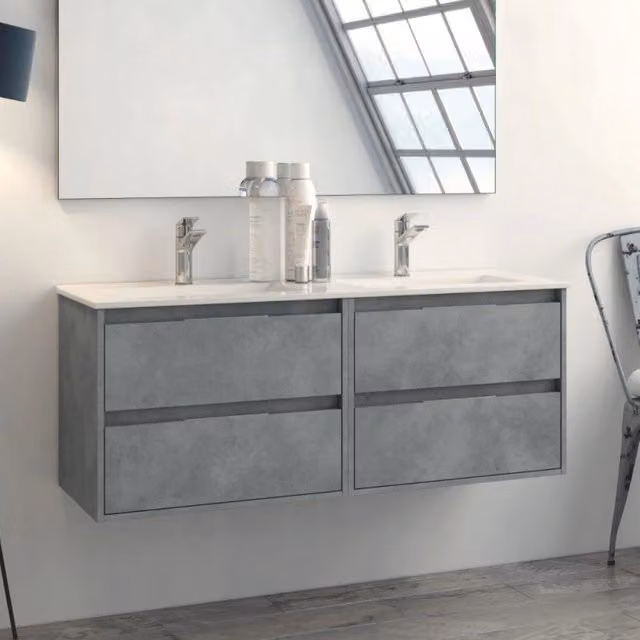 Mobile bagno sospeso Effezeta Bolton con 4 cassetti e ante soft close colore grigio L: 120 cm, P: 45 cm, H: 48 cm
