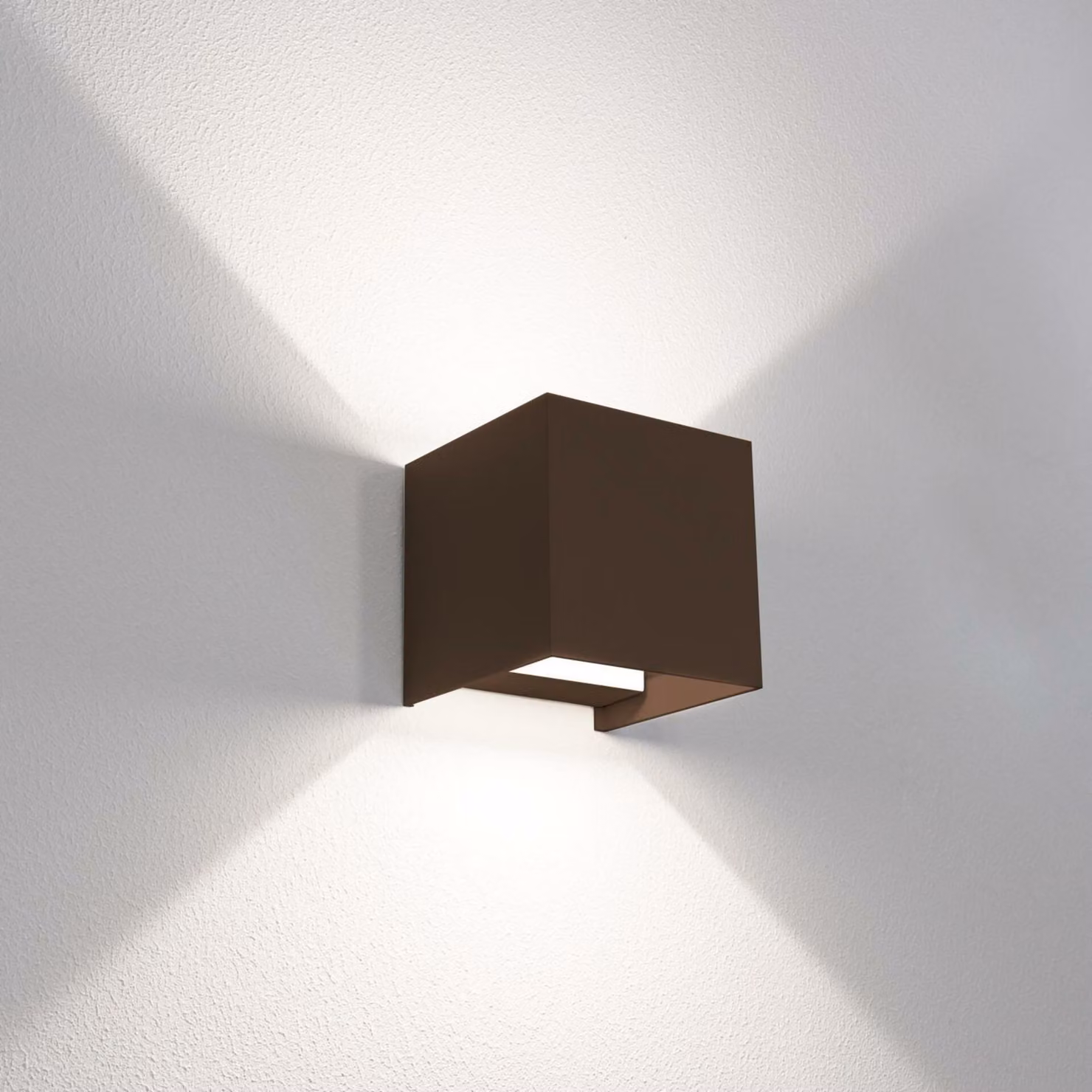 CENTURY QUADRATO, lampada da parete per esterni a LED, orientabile verso l'alto/il basso, acciaio Corten, 10 W, 2700/4000/6500 K, grado di protezione IP65