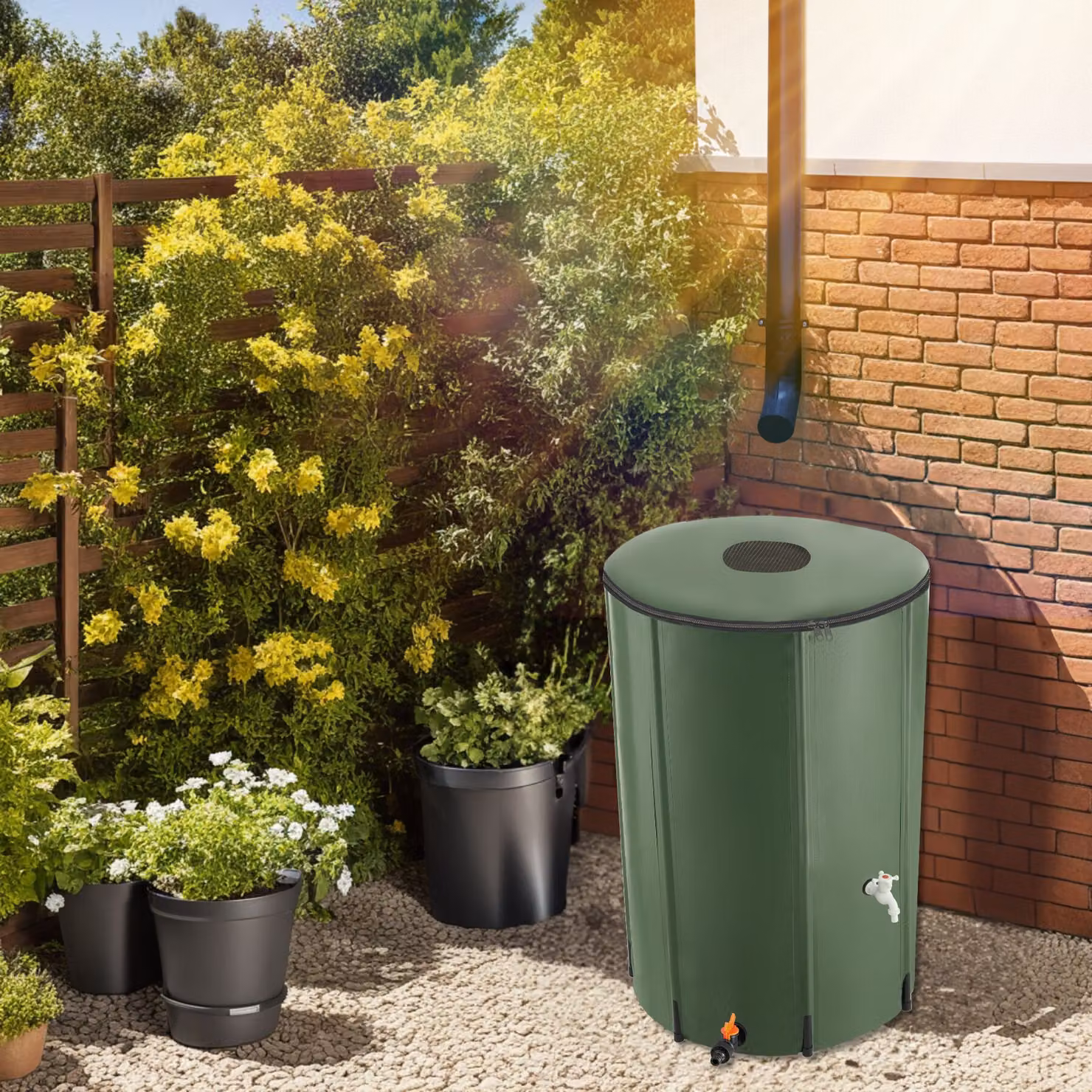 Contenitore per acqua piovana Tectake verde con capacità di 380 l – 2