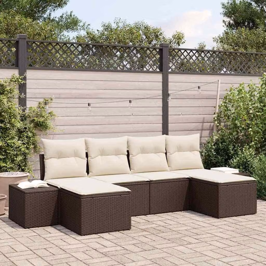 Maison Exclusive - Set da giardino con divano a 6 posti, color marrone, in rattan sintetico