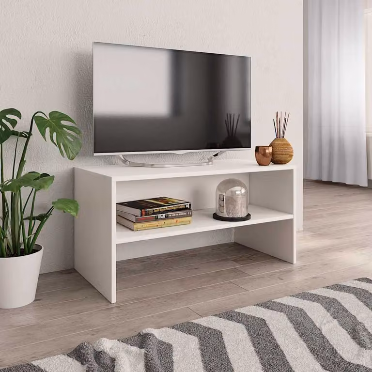 vidaXL Mobile Porta TV Bianco in Legno Multistrato e MDF L: 80 cm, P: 40 cm, H: 40 cm