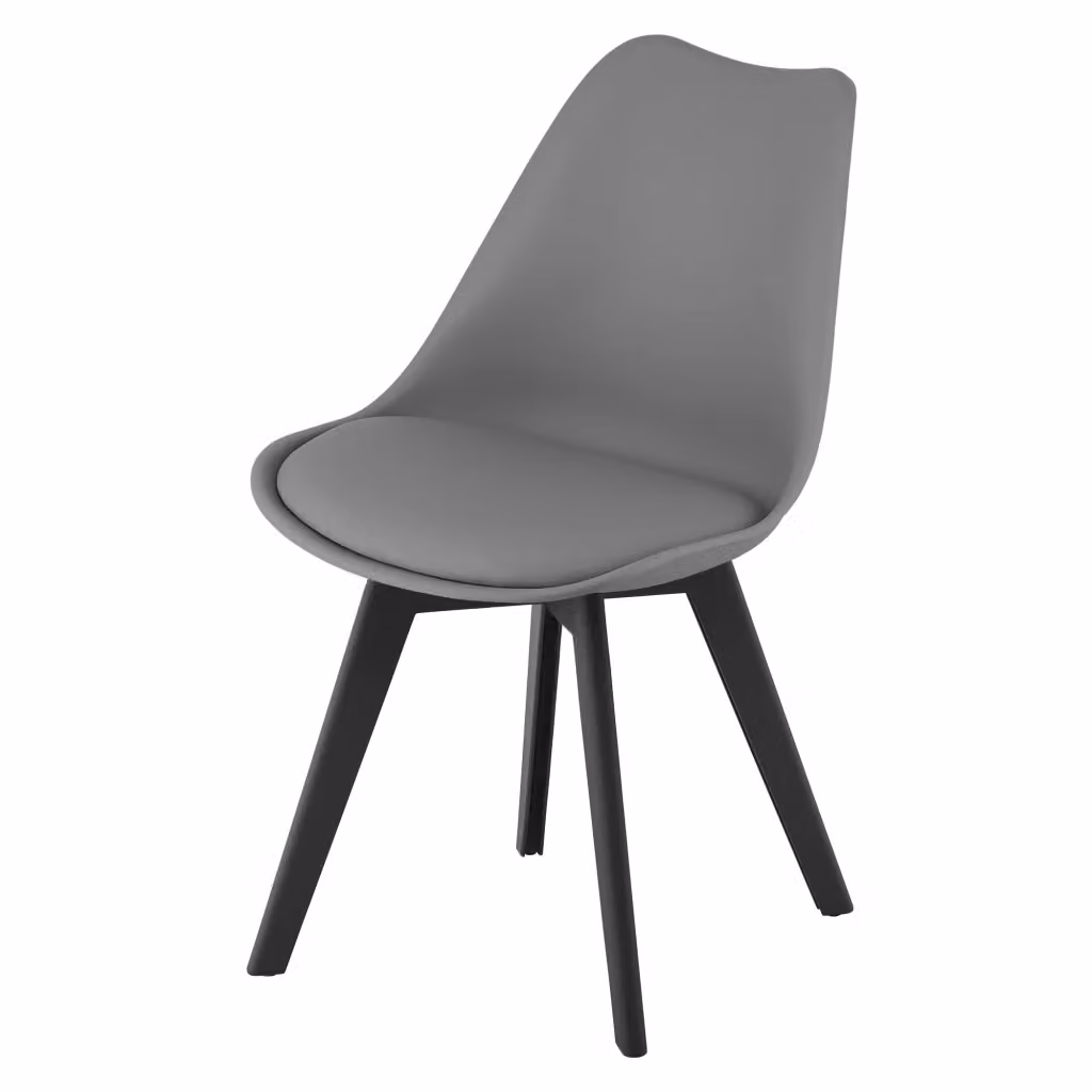 Sedia Valora Rixk moderna in tessuto grigio e nero con gambe in legno di faggio – 2
