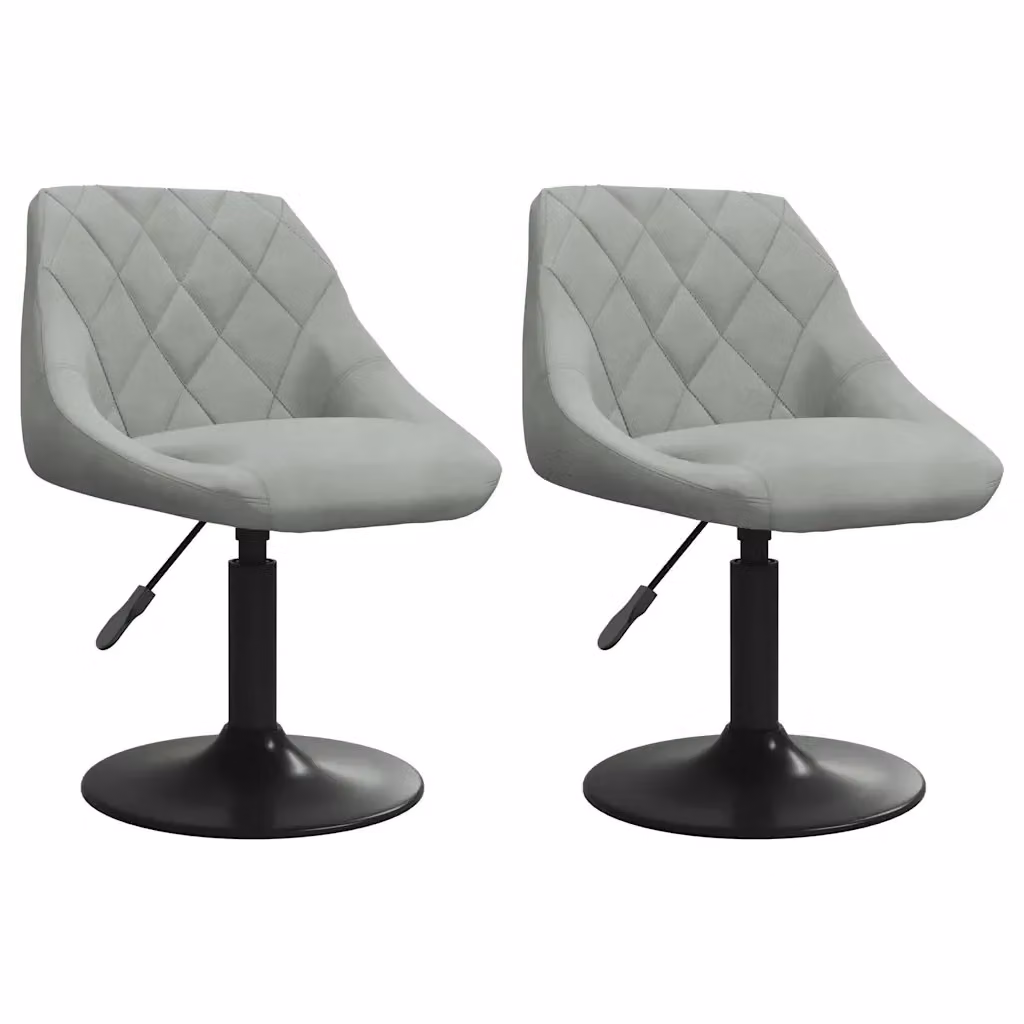 Set di 2 sedie da pranzo girevoli vidaXL in velluto grigio con design moderno e base in metallo – 2