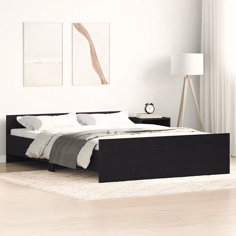 vidaXL Giroletto senza Materasso in Rovere e Nero L/P/H: 200 x 140 x 50 cm