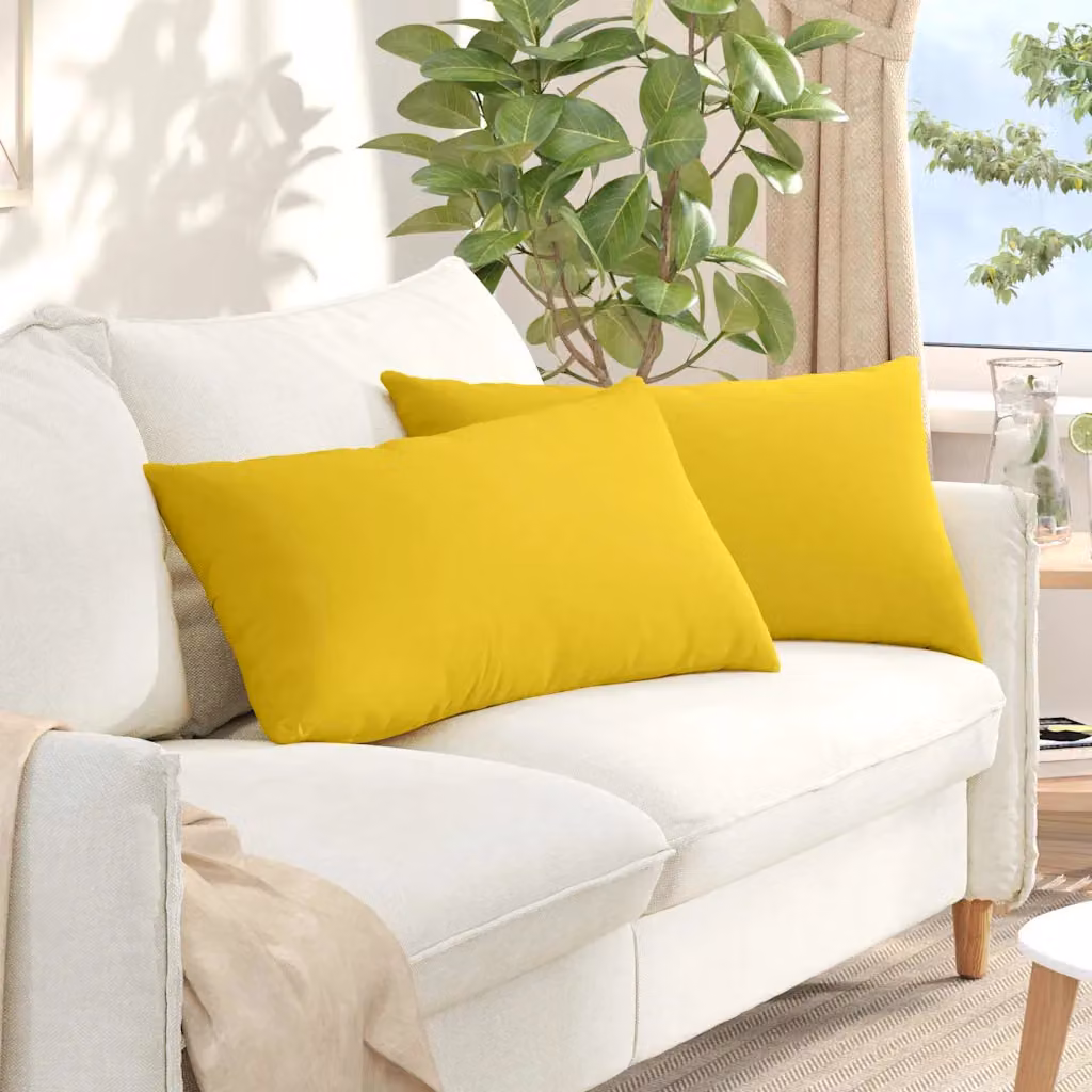 Set di 2 cuscini da divano vidaXL in tessuto giallo, forma rettangolare, L 80 cm x P 40 cm