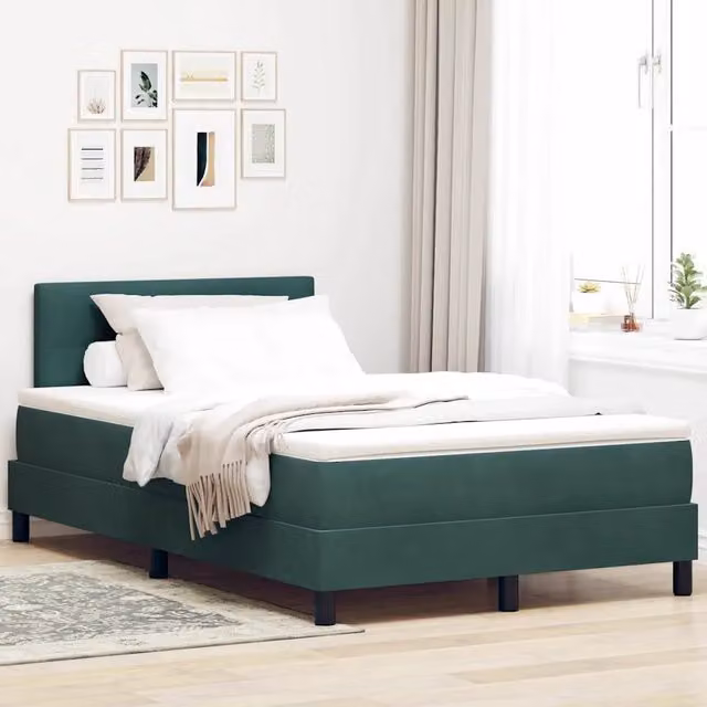 Letto moderno vidaXL in velluto verde con illuminazione LED sottostante e molle a sacco L/P: 120 x 200 cm