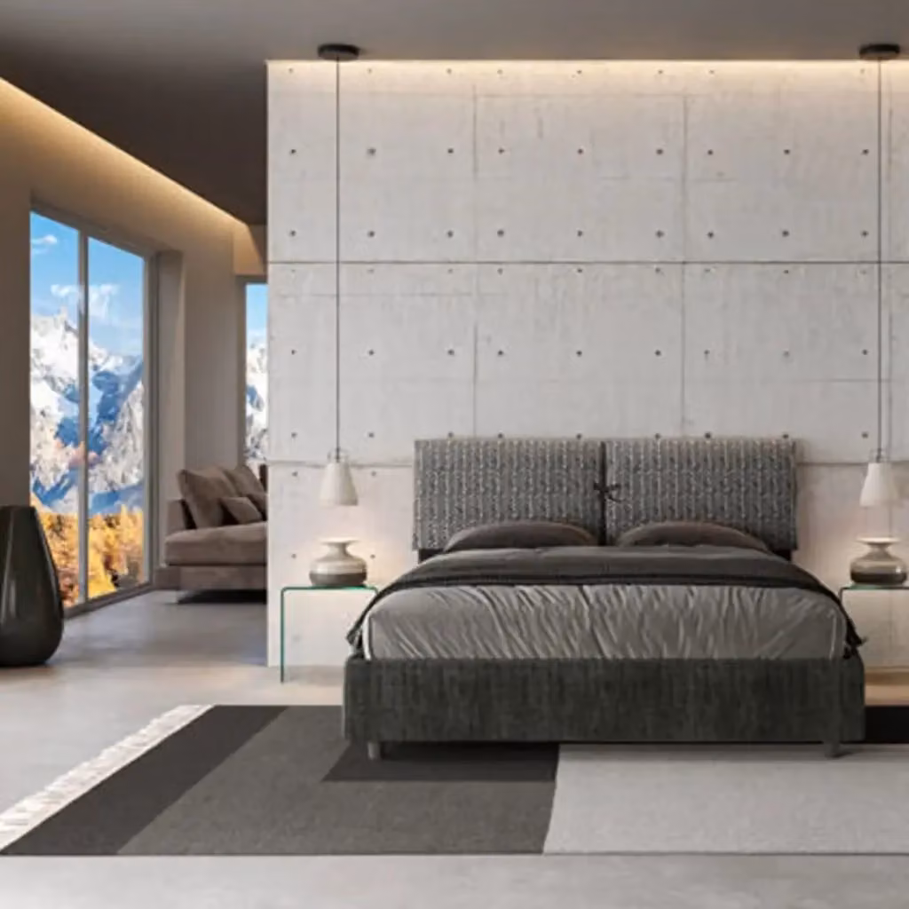 Letto matrimoniale contenitore imbottito Mados in tessuto Aragona blu L: 160 cm, P: 110 cm, H: 222 cm – 2