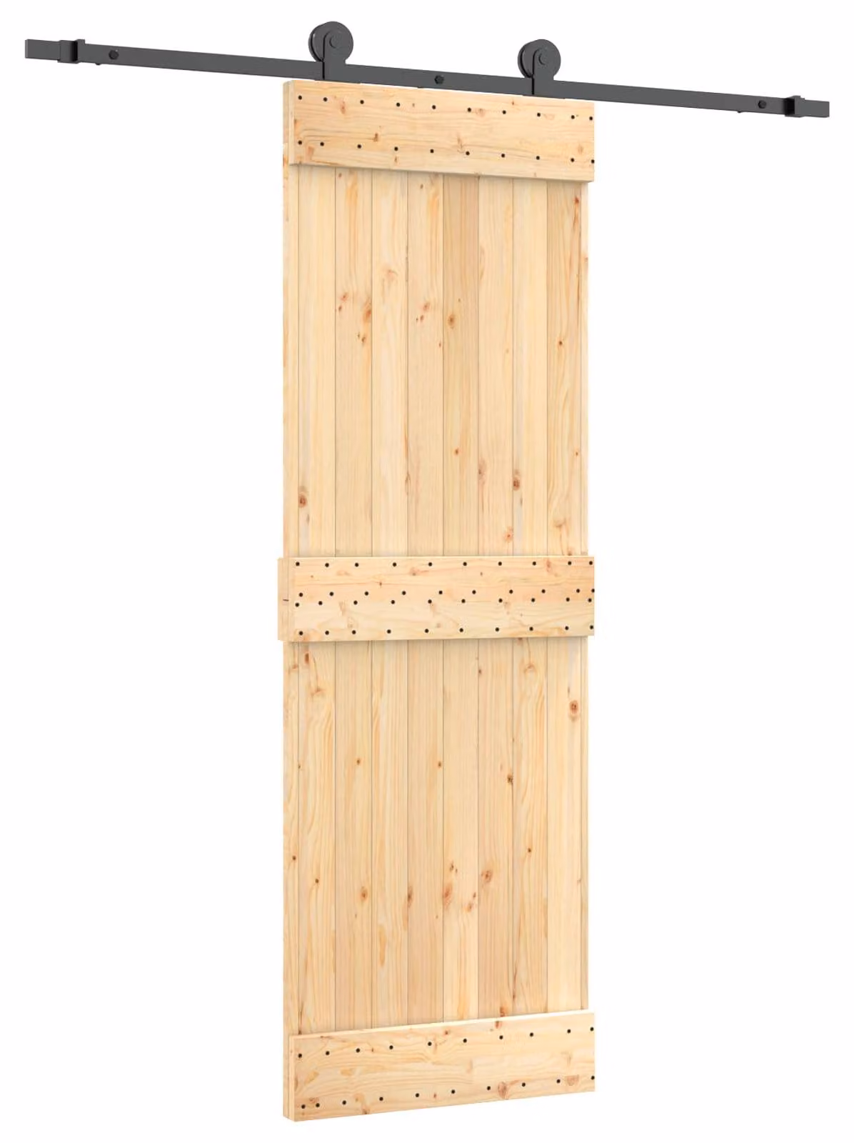 Porta scorrevole Naturale e Nero 70 x 210 cm