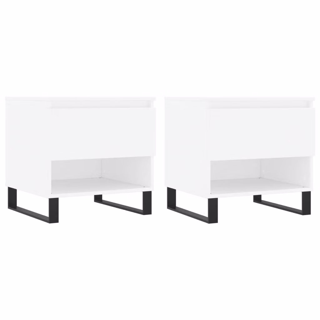 Tavolini Salotto 2 pz Bianchi 50x46x50 cm in Legno Multistrato
