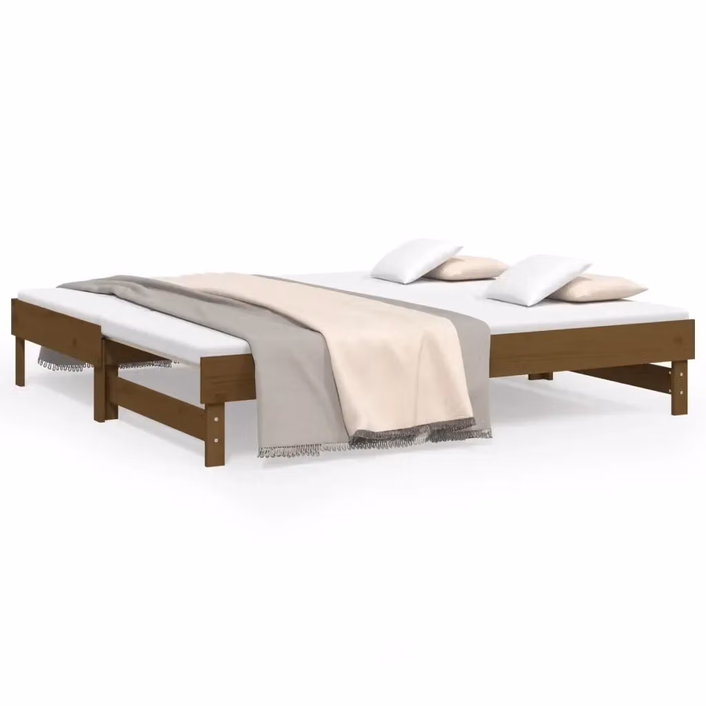 Dormeuse Estraibile Ambra vidaXL in Legno Massello di Pino con Cassetti, Colore Marrone e Bianco, L/P/H: 192.5 x 149 x 33.5 cm – 2
