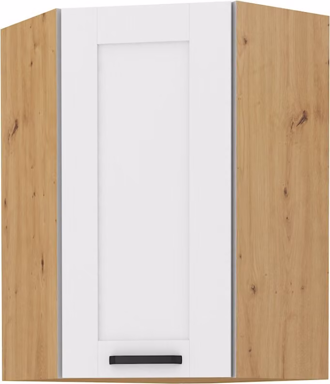 Armadietto alto ad angolo LAILI - 60x60 cm, bianco / rovere artisan