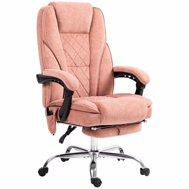 Sedia da Ufficio Ergonomica Moderna in Tessuto Rosa con Poggiatesta e Ruote per Home Office – 2